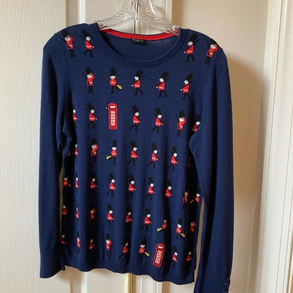 Talbots Sweaters - TALBOTS BRITISH ENGLISH THEMED NAVY RED SWEATER